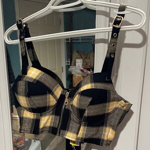 Plaid Bustier Top with Yellow and Black